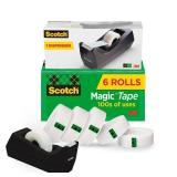 Scotch Magic Tape with Scotch Desktop Dispenser, 6 Rolls of 3/4\" x 1000\" Each Plus 1 Desktop Tape Dispenser, Great for Repair, Wrapping and Office Applications