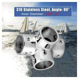 Marine 90 degree 4-Way Cross Tube Pipe Connector, Heavy Dudy Stainless Steel 316 Boat Hand Rail Fitting Yacht Hand Pipe 90 Degree Elbow (Size:25.4mm /1\")