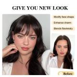 BOGSEA Clip in Bangs Real Human Hair Bangs Hair Clip with Temples Hairpieces for Women Natural Looking Fringe Hair Extension for Daily Wear(Wispy Bangs, (Brown Black))