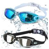 ALLPAIPAI Swim Goggles - Swimming Goggles,Pack of 2 Professional Anti Fog No Leaking UV Protection Wide View for Women Men Adult Youth Kids