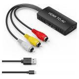 HDMI to RCA Converter, HDMI to AV 3RCA CVBs Composite Video Audio Converter Adapter for Old TV Compatible PAL/NTSC for Roku, Android TV Box, DVD ect