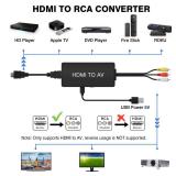 HDMI to RCA Converter, HDMI to AV 3RCA CVBs Composite Video Audio Converter Adapter for Old TV Compatible PAL/NTSC for Roku, Android TV Box, DVD ect
