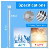 REZOSY White Zip Ties 12 Inch 100 Pack Clear Tensile Strength 50 lbs UV Resistant Industrial Cable Ties Self Locking Zipties Wire Ties Wrap Indoor Outdoor Use for Fence Garage Camping