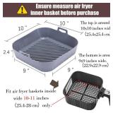 Golden Associate Silicone Liners Square for Air Fryer, 2 Pcs Non-stick Food-grade Reusable Basket Silicone Pot Baking Tray Airfryer Accessories, Top Size 10 inches, Bottom Size 9 inches