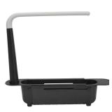 WOHPNLE Telescopic Sink Storage Rack, Retractable Sink Drainer with Bracket and Crossbar Sponge Soap Holder Kitchen Expandable Telescopic Brush Storage Rack(Black)