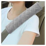 Amooca Soft Auto Seat Belt Cover Seatbelt Shoulder Pad Cushions 2 PCS Universal Fit for All Cars and Backpack for a More Comfortable Driving (Light Grey)