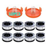 YWTESCH 10 Pack AF-100 Replacement Spool Line for Black+Decker - 0.065\" Weed Eater String Trimmer Line Spool, 30ft Autofeed Weed Wacker Spool Refill for Black+Decker(8 Spool,2 Cap,2 Spring)