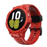 GELISHI Compatible Galaxy Watch 5/4 44mm Band with Case, Rugged Protective Case Protector Military Sport Band, Red