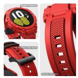GELISHI Compatible Galaxy Watch 5/4 44mm Band with Case, Rugged Protective Case Protector Military Sport Band, Red