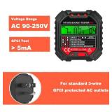 AC 90-250V Power Outlet Tester, Plug in Electrical Tester, GFCI Receptacle Tester, Circuit Polarity Voltage Detector with LCD Display for Socket Wiring Grounding Breaker Finder, US Plug