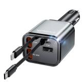 Retractable Car Charger Adapter for iPhone 17,4 in 1 Fast Charging Car Phone Charger,69W USB C Car Truck Accessories,Road Trip Essentials Gift for Men Women for iPhone 17 Pro Max/16/15/14/13/12,Galaxy