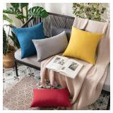 MIULEE Pack of 2 Decorative Outdoor Solid Waterproof Throw Pillow Covers Faux Linen Garden Farmhouse Cushion Cases for Summer Patio Tent Balcony Couch Sofa 20x12 Inch Yellow