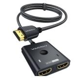 HDMI Switch 2 in 1 Out 4K@60Hz, WARRKY [3.3ft Fixed Braided HDMI Cable, Aluminum Case, HDCP 2.2] Bidirectional 2x1 Switcher (Not Splitter) Compatible for PS5/4, Nintendo Switch, FireStick â Black