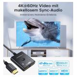 HDMI Switch 2 in 1 Out 4K@60Hz, WARRKY [3.3ft Fixed Braided HDMI Cable, Aluminum Case, HDCP 2.2] Bidirectional 2x1 Switcher (Not Splitter) Compatible for PS5/4, Nintendo Switch, FireStick â Black