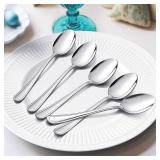 Teaspoon Set E-far 6.7 Inch Stainless Steel Spoons for Kitchen or Restaurant, Non-toxic & Mirror Polished, Easy to Clean & Dishwasher Safe