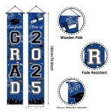 Lofaris 71 x 12 Inches Graduation Porch Sign Banner â Class of 2025 Congrats GRAD Design Polyester Blue Vertical Hanging Decoration for Home Outdoor and Party