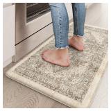KIMODE Anti Fatigue Kitchen Mat for Floor, Boho Vintage Kitchen Rug, Non Slip Waterproof Kitchen Floor Mat, Ergonomic Cushioned Standing Mat for Sink, Laundry, Desk Khaki 17.3\"x29\"