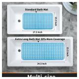 Yimobra Non Slip Bath Mat, Super Strong Suction Cups,34.5\"x15.5\"Long Tub Mat with Drain Holes, Machine Washable Fast Draining Shower Mats, Bathroom Essentials,Clear Blue
