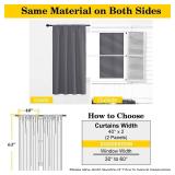 WelvetBLK Grey Blackout Curtains for Bedroom Living Room 63 Inch Length 2 Panels Set, Soft Solid Room Darkening Thermal Insulated Window Treatments, Rod Pocket Dining Room Curtains, Grey, 40\" Wx63 L