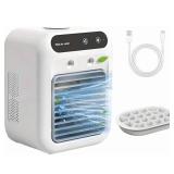 WJIANXIN Mini Portable Air Conditioner for Car, Camping & Bedroom - 500ML Water Tank with Ice Lattice, Touch Screen Evaporative Cooler, 2 Speeds Ultra-Quiet 50dB Office AC