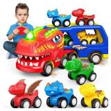 SnapGlowz Toddler Toys 2-3, Dinosaur Play Sets for Kids 3-5 Remote Control Cars for 1-3 Toddler Car with Light & Music Dinosaur Toys for Kids 2-4 Sensory Birthday Gifts for Boys 3-5