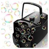 Bubble Machine, Automatic 18000+ Per Minute Big Bubbles Blower Maker for Kids Toddlers with 2 Speeds,6 Wands,Operated by Plugin or Batteries for Outdoor/Indoor Birthday Parties,Wedding (Black)
