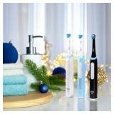 Oral-B iO Deep Clean Rechargeable Electric Powered Toothbrush, White with iO Series 3 Limited, 2 Brush Heads and Travel Case - Pressure Sensor to Protect Gums - 3 Cleaning Settings - 2 Minute Timer