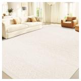 8x10 Area Rug Living Room: Washable Boho Geometric Moroccan Rug Neutral Modern Farmhouse Indoor Soft Non Slip Ultra Thin Large Printed Pattern Carpet for Bedroom Home Office (Beige, 8