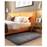 Ophanie 2x3 Small Rug Non Slip Throw Medium Gray Area Rugs, Fluffy Soft Carpet