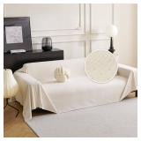 MYSKY HOME White Couch Covers, Sofa Covers for 3 Cushion Couch Sofa Pet Friendly, Dog Couch Cover Furniture Protector Cover, Non Slip Soft Sofa Cover, Sofa Covers Washable, 91\" x 118\"