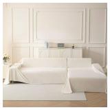 MYSKY HOME White Couch Covers, Sofa Covers for 3 Cushion Couch Sofa Pet Friendly, Dog Couch Cover Furniture Protector Cover, Non Slip Soft Sofa Cover, Sofa Covers Washable, 91\" x 118\"