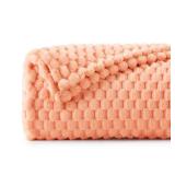 BEDELITE Fleece Blanket Twin Size for Bed Couch, 3D Jacquard Decorative Peach Pink Throw, Soft and Cozy Warm Plush Fuzzy Blanket All Seasons Suitable, 60x80Inches