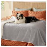 Bedsure Waterproof Blanket for Bed - Sherpa Fleece Waterproof Dog Blankets for Large Dogs, Pet Blankets for Bed/Couch/Dog Crate, Soft Plush Reversible Furniture Protector, Twin, 80\"x60\", Light Grey