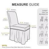NICEEC Spandex Chair Covers for Dining Chairs Covers Set of 6 Removable Dining Room Chair Covers with Skirt Parson Chair Slipcovers Washable Chair Protector for Kitchen Wedding Party Banquet(White)