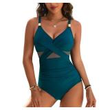 Blooming Jelly Womens One Piece Swimsuit Slimming Tummy Control Bathing Suits Sexy Swim Suits 2025 (S, Peacock Green)