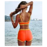 AngiMelo High Waisted Bikini Sets for Women Two Piece Tummy Control Swimsuits Modest Bathing Suit Shorts Swim Suits Teens