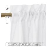 RYB HOME Kitchen Curtains, 30 inches Long Linen Rod Pocket Semi Sheer Cuartins for Basemnet Cafe, Light Filtering Bathroom Curtains Over Sink, W 26 x L 30, White, 2 Panels Set