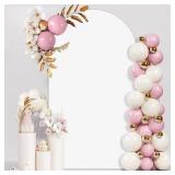 JCJ 6.6FT White Wedding Arch Backdrop Cover With Zipper - Stretchy Spandex Fitted Stand Cover for Birthday Party Decoration