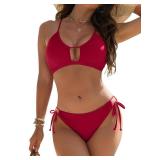 Blooming Jelly Bikini Sets for Women 2 Piece String Cheeky Swimsuits Curvy Cutout Bathing Suit 2025 (XL, Red)