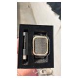 MioHHR Stainless Steel Band and Case Compatible with Apple Watch Band 45mm, Men Metal Protective Bumper Cover for iWatch Series 9/8/7, Silver/Gold