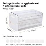 XCX Egg Storage for Refrigerator, Egg Holder for Kitchen Countertop, PET & PP Egg Container for Fridge, Egg Dispenser for 36 Eggs, Double Layer, 18 Eggs per Layer (White)
