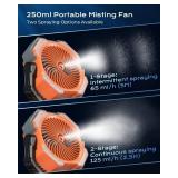 Misting Fan Portable with 9oz Water Tank, 24000mAh Rechargeable Cooling Fans for Outside, Outdoor Water Misters with 2 Mist Modes, Remote Control Camping Fan with Timer for Beach, Patios, Tents