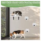 Y&ME YM Cat Wall Shelves, Cat Shelves and Perches for Wall, Cat Shelves Wall Mount, Cat Wall Furniture with 3 Cat Wall Steps, Cat Climbing Shelf Cat Scratch Post, Cat Wall Shelf with 2 Cat Food Shelf