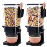 Osacoe Cereal Dispenser Countertop Black 2 Pack with Bowls Spoons Cutlery Box,5.5 QT Dry Food Dispenser Snack Organizer Containers Storage for Pantry Kitchen Organization Oatmeal Nut Granola Candy