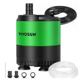 VIVOSUN 400 GPH 20W Submersible Water Pump, with Adjustable Water Flow, 4.9 ft Tubing, Additional Ceramic Shaft, and Outlet Adapters, for Fish Tanks, Aquariums, Hydroponics, Fountains