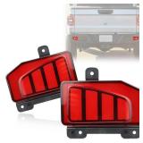 GEEGEETOP Red Full Lens LED Rear Reflector Bumper Fog Light Assembly Compatible With Jeep Gladiator 2020-2023 Functions as Tail Brake Turn Signal Light 3-In-1