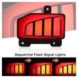 GEEGEETOP Red Full Lens LED Rear Reflector Bumper Fog Light Assembly Compatible With Jeep Gladiator 2020-2023 Functions as Tail Brake Turn Signal Light 3-In-1