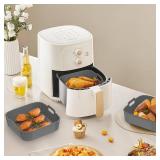 Redfly 2 Pack Silicone Air Fryer Liners, Square Reusable Non-Stick Basket Inserts for 4-5 QT Air Fryers, Dishwasher Safe Parchment Paper Replacement Accessories Gray & Gray