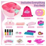 Kids Foot Spa & Nail Kit - Kids Spa Day Kit for Girls with Mask Foot Bath and Nail Dryer - Manicures Pedicure Toy Kit Nail Art Salon Girl Stuff - Christmas Birthday Gifts for 6 7 8 9 10-12 Year Old