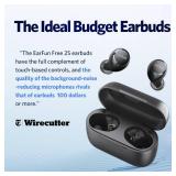 EarFun Free 2S Wireless Earbuds, [Upgraded Version] Bluetooth Earbuds with Deep Bass, 4 Mics for Clear Call, Customizable EQ App, IPX7 Waterproof in-Ear Headphones, 30H Playtime, Wireless Charging